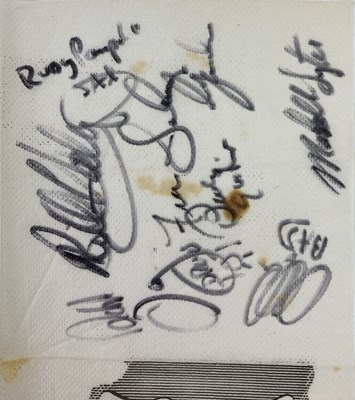 Lot 404 - BILL HALEY - SIGNED BAR NAPKIN.