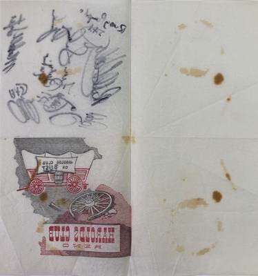 Lot 404 - BILL HALEY - SIGNED BAR NAPKIN.