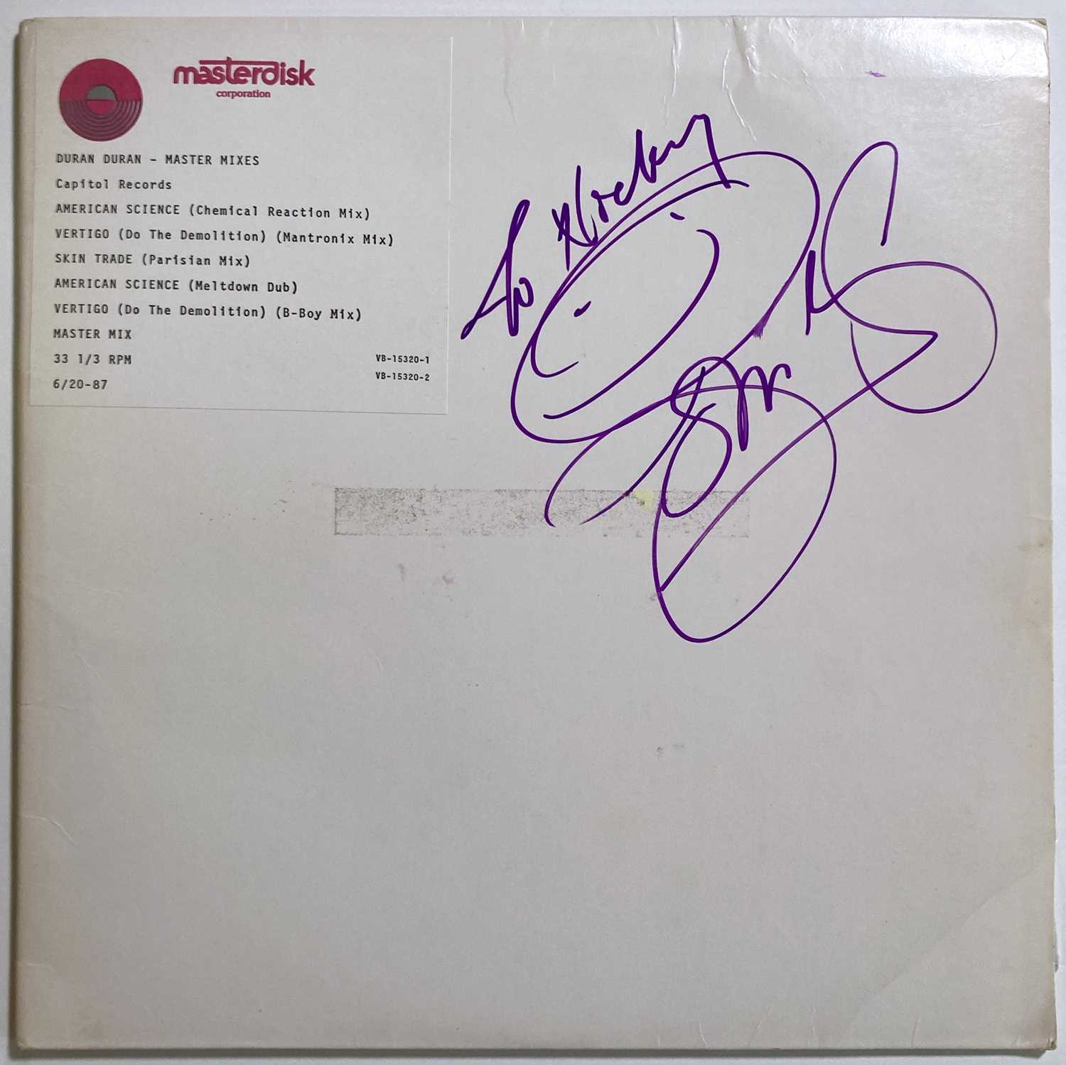 Lot 329 - DURAN DURAN - SIGNED 'MASTERMIXES'