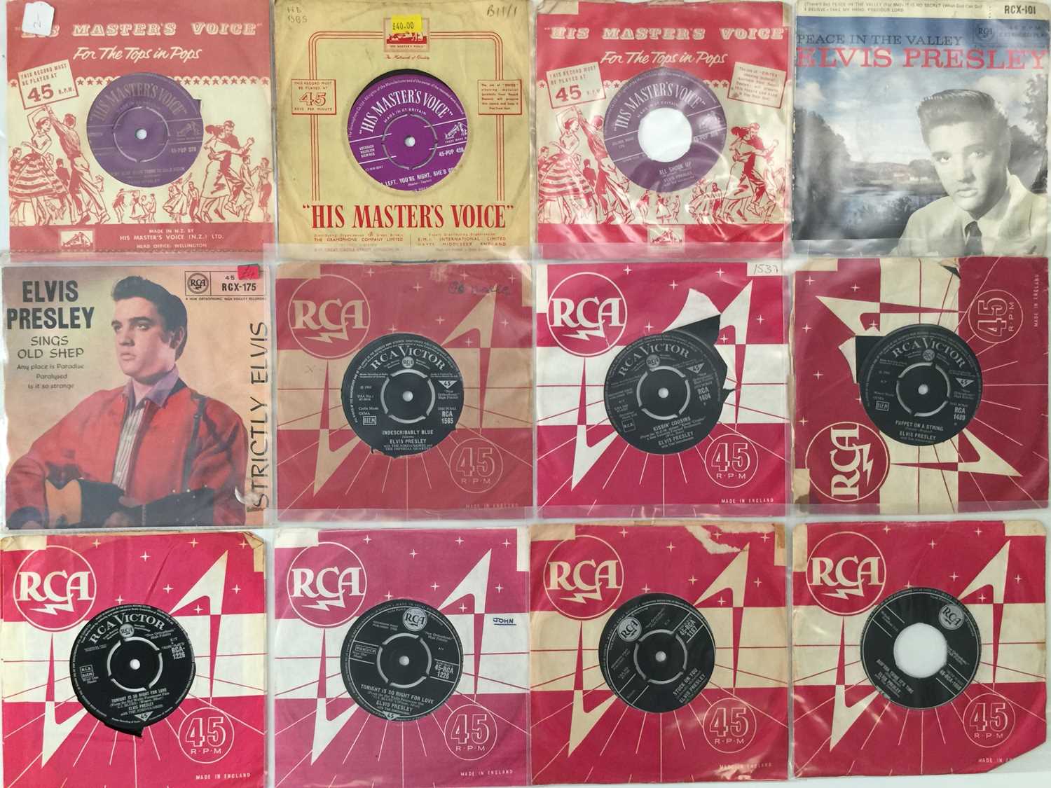 Lot 1043 - ELVIS PRESLEY - 7" COLLECTION (WITH OG UK HMV RELEASES)