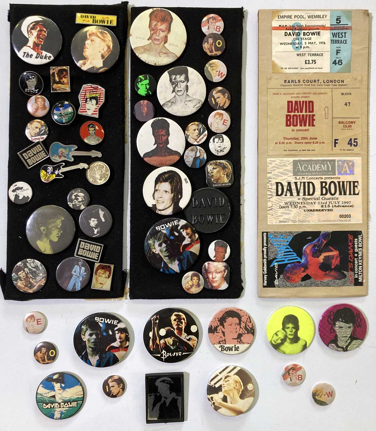 Lot 370 - DAVID BOWIE - BADGES AND TICKET COLLECTION.