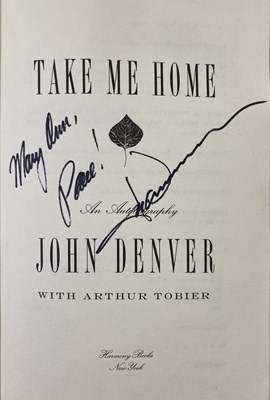 Lot 341 - JOHN DENVER - A SIGNED BOOK.