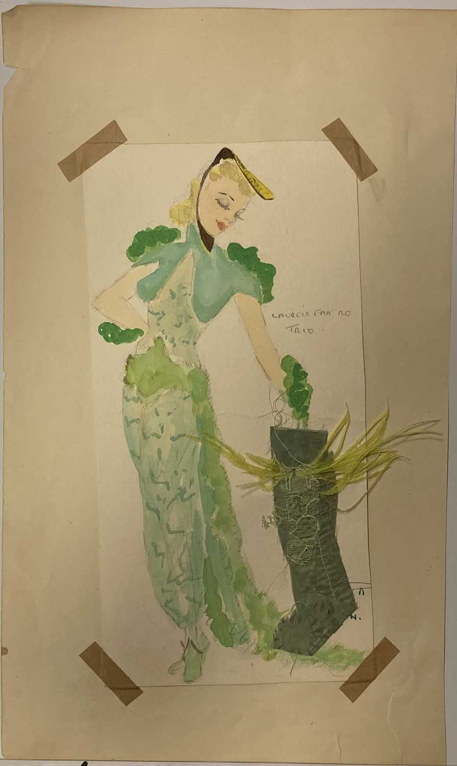 Lot 216 - HILDA WETTON (1896-1980) - HAND DRAWN WINDMILLS THEATRE SHOWGIRL COSTUME DESIGN