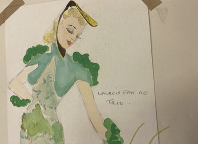 Lot 216 - HILDA WETTON (1896-1980) - HAND DRAWN WINDMILLS THEATRE SHOWGIRL COSTUME DESIGN