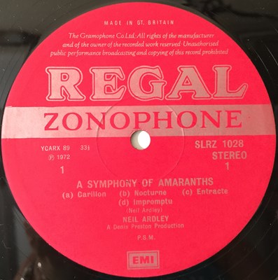 Lot 203 - NEIL ARDLEY - A SYMPHONY OF AMARANTHS LP (ORIGINAL UK PRESSING - EMI SLRZ 1028)