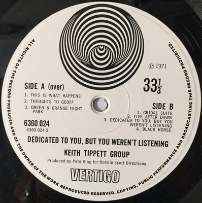 Lot 204 - KEITH TIPPETT GROUP - DEDICATED TO YOU LP (ORIGINAL UK VERTIGO SWIRL COPY - 6360 024)