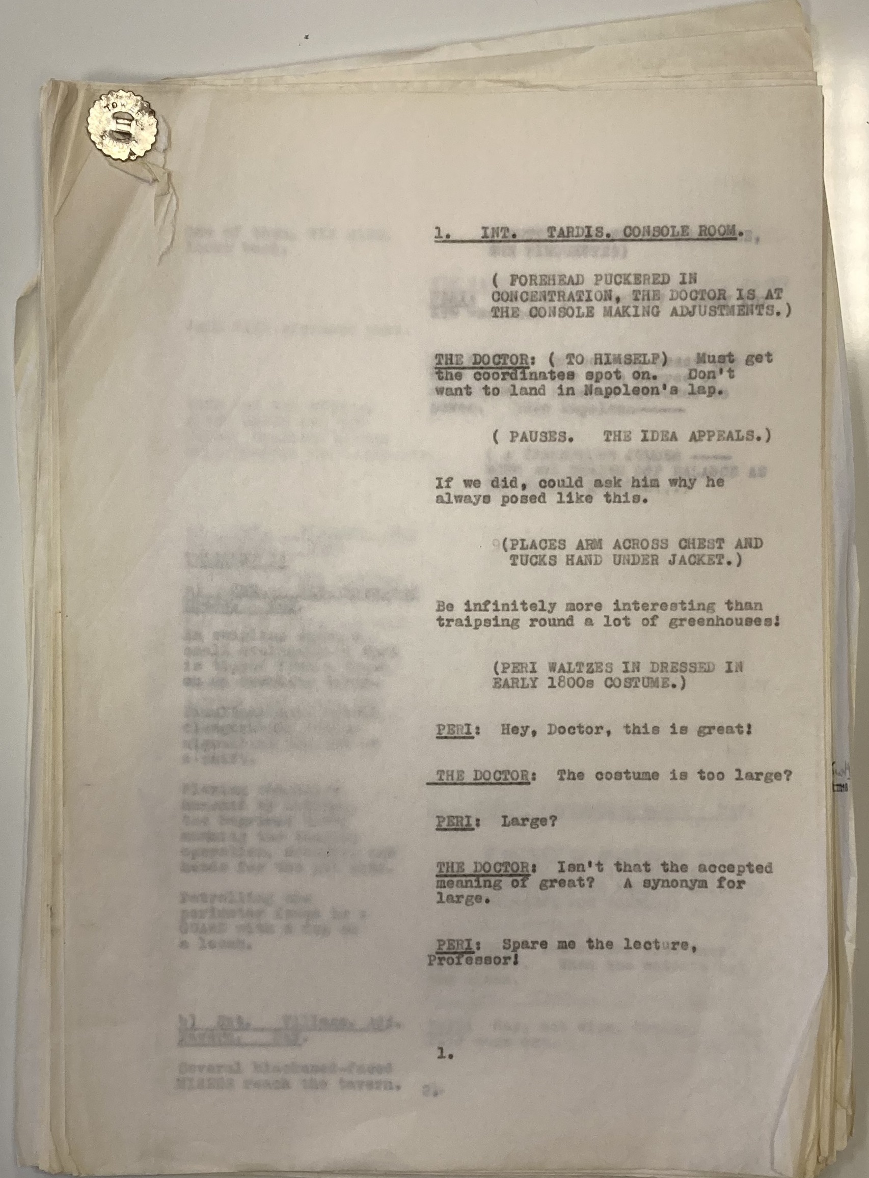 Doctor Who Script Rteadthrough Lot 128 - DOCTOR WHO MARK OF THE RANI PART ONE