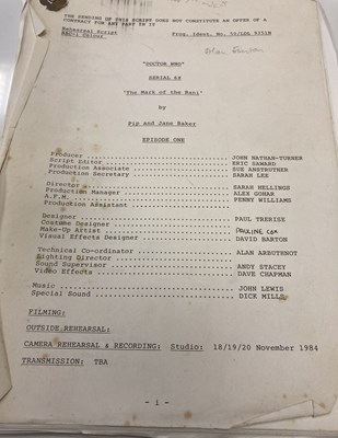 Lot 131 - DOCTOR WHO MARK OF THE RANI PART ONE ORIGINAL SCRIPT