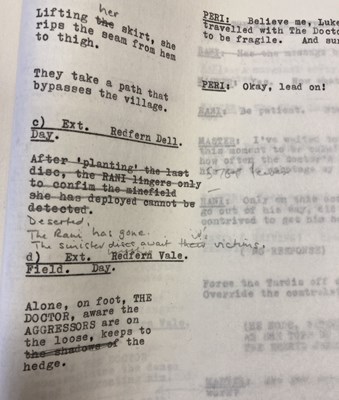 Lot 132 - DOCTOR WHO MARK OF THE RANI ''REPRISE FROM PART ONE'' ORIGINAL SCRIPT