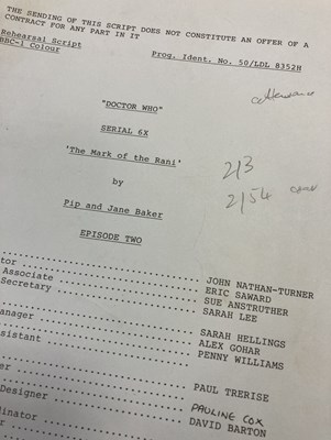 Lot 133 - DOCTOR WHO MARK OF THE RANI PART TWO ORIGINAL SCRIPT