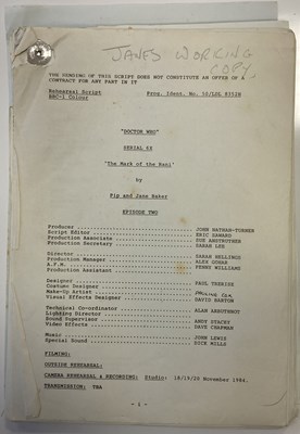 Lot 134 - DOCTOR WHO MARK OF THE RANI PART TWO ORIGINAL SCRIPT
