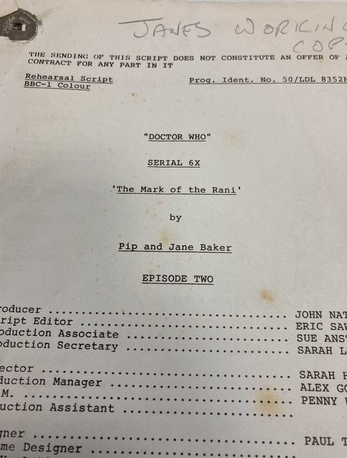 Lot 134 - DOCTOR WHO MARK OF THE RANI PART TWO
