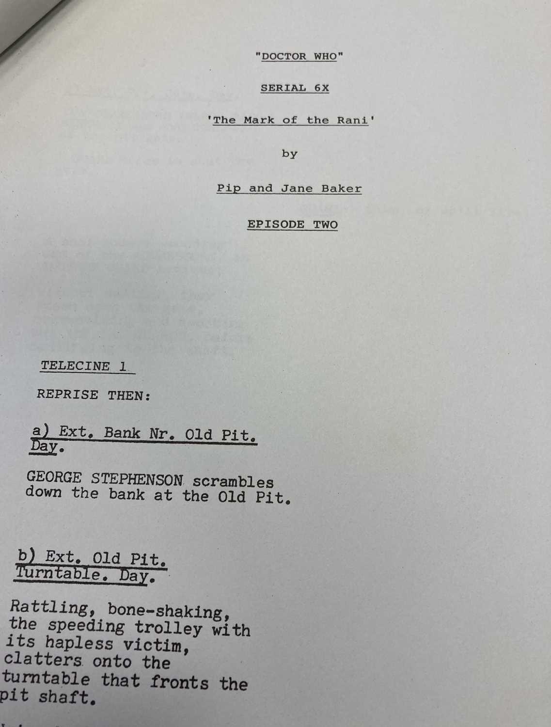 Doctor Who Script Rteadthrough Lot 134 - DOCTOR WHO MARK OF THE RANI PART TWO