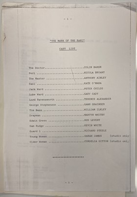 Lot 136 - DOCTOR WHO MARK OF THE RANI PART ONE & TWO SCRIPT PAGES