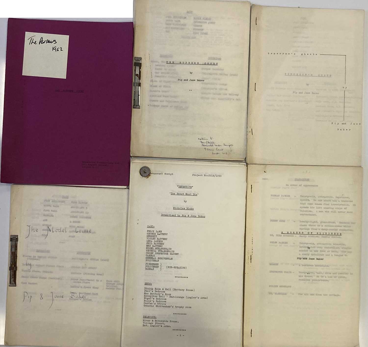 Lot 138 - DOCTOR WHO WRITERS PIP AND JANE BAKER ASSORTED TV & FILM SCRIPTS