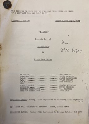 Lot 141 - BBC Z CARS PIP AND JANE BAKER SCRIPTS
