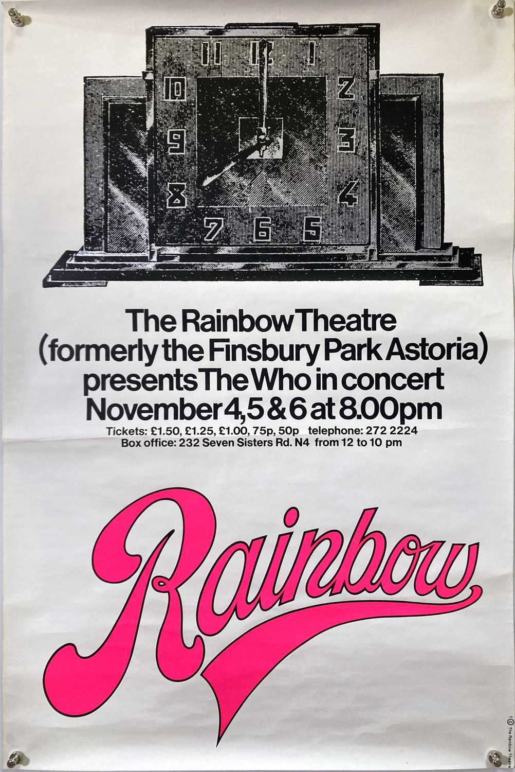 Lot 256 - THE WHO - RAINBOW THEATRE 1971 POSTER.