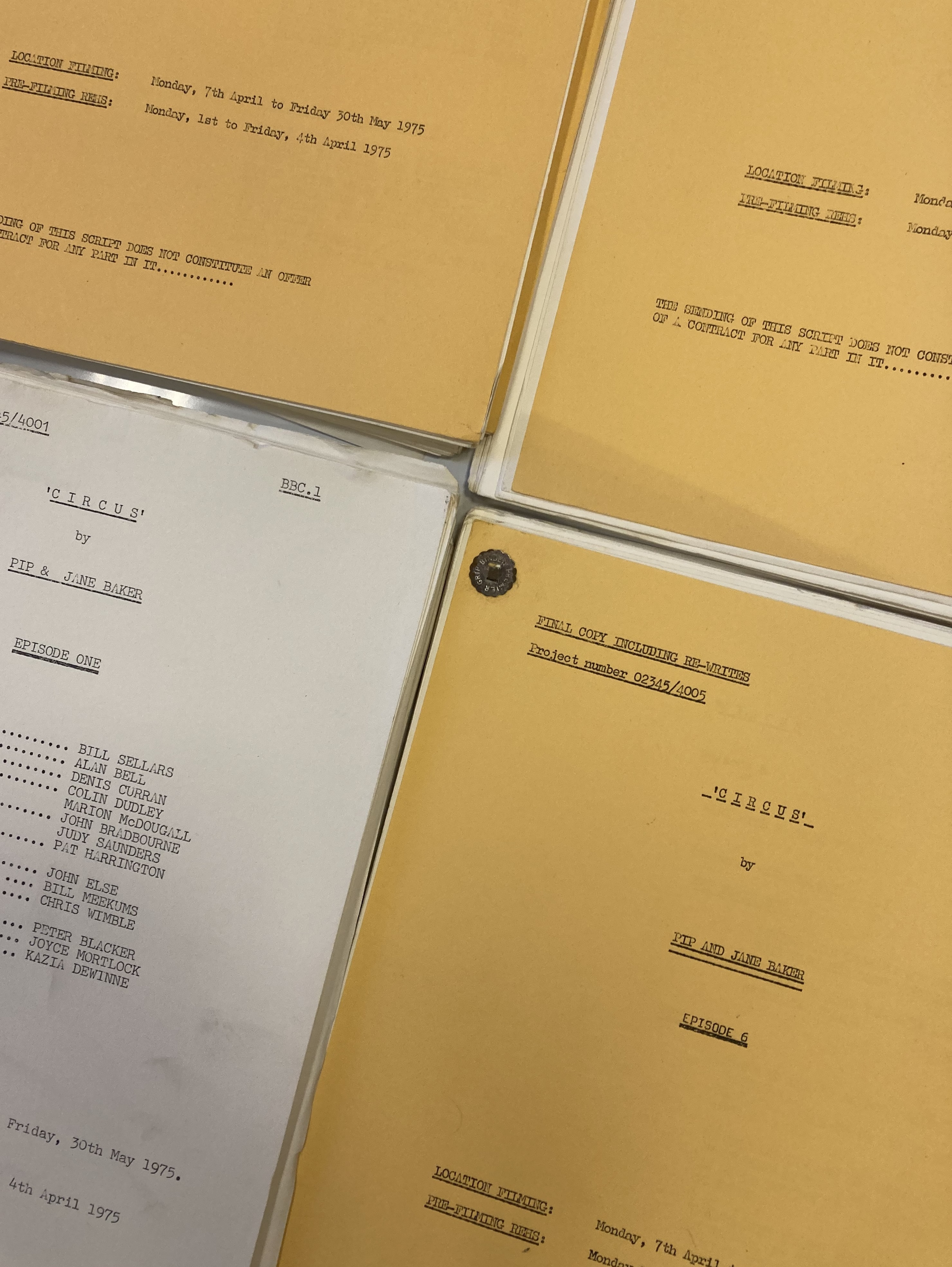 Lot 143 - PIP AND JANE BAKER SCRIPTS FOR BBC