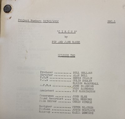 Lot 143 - PIP AND JANE BAKER SCRIPTS FOR BBC CHILDREN'S TV SERIES WATT ON EARTH & CIRCUS