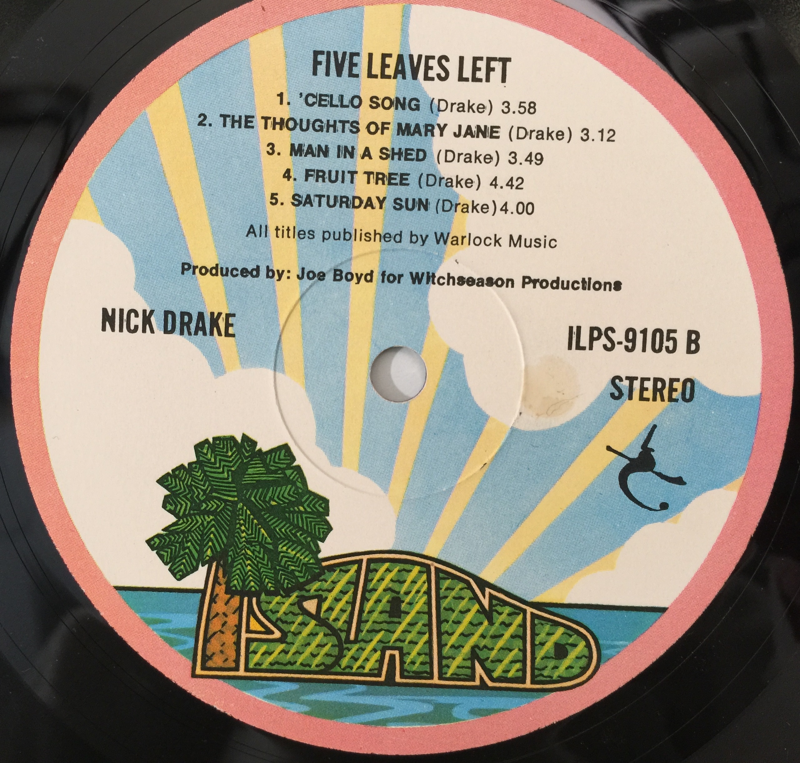 Lot 21 - NICK DRAKE - FIVE LEAVES LEFT LP (UK PINK-RIM