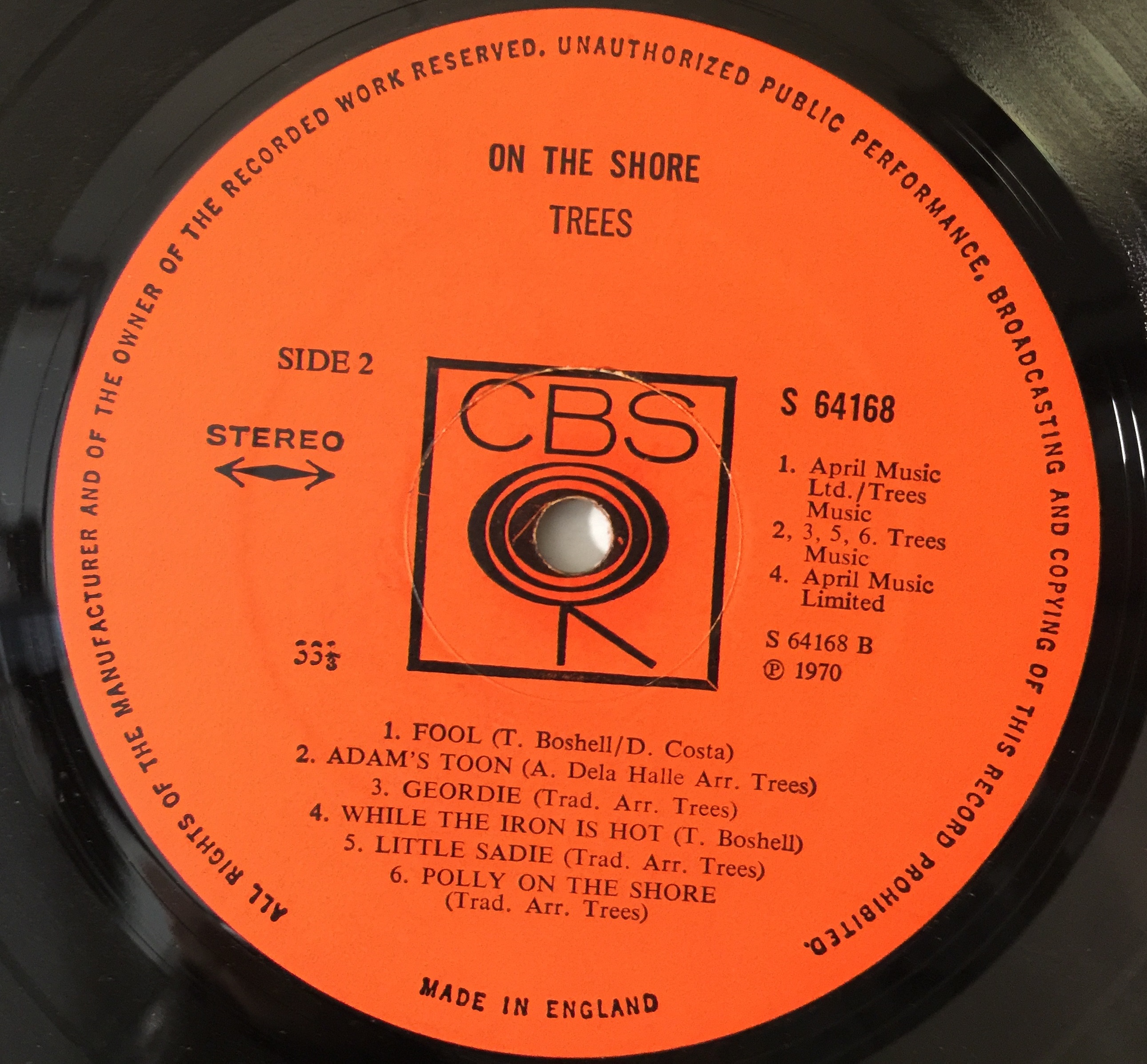 Lot 40 - TREES - ON THE SHORE LP (ORIGINAL UK - CBS