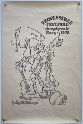 Lot 152 - THE FALL / MISTY IN ROOTS / STEVE HILLAGE AND MORE - ORIGINAL DEEPLY VALE FREE FESTIVAL POSTER AND PROMO MIRROR1978.