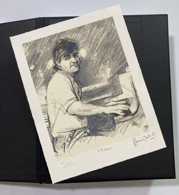 Lot 395 - THE ROLLING STONES - STU BOOK WITH SIGNED PRINT BY RONNIE WOOD.