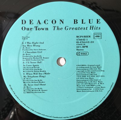 Lot 139 - DEACON BLUE - OUR TOWN THE GREATEST HITS LP (1994 - COLUMBIA 476642 1)