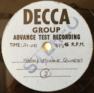 Lot 155 - HAROLD MCNAIR QUARTET - HAROLD MCNAIR LP - ORIGINAL UK DECCA ACETATE RECORDING