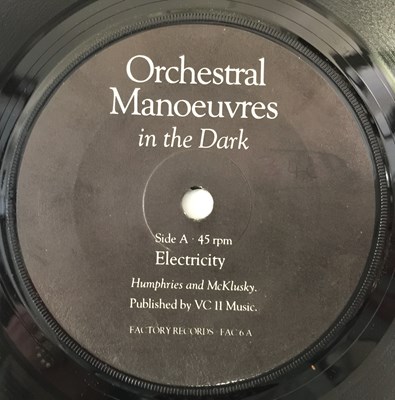 Lot 173 - ORCHESTRAL MANOEUVRES IN THE DARK - ELECTRICITY 7" (ORIGINAL UK 'BRAILLE' SLEEVE COPY - FACTORY FAC 6).