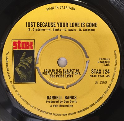 Lot 264 - DARRELL BANKS - JUST BECAUSE YOUR LOVE IS GONE/ I'M THE ONE WHO LOVES YOU 7" (STAX 124)