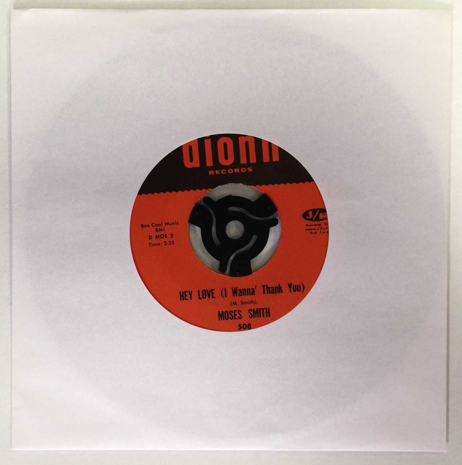 Lot 276 - MOSES SMITH - THE GIRL ACROSS THE STREET/ HEY LOVE 7" (US ORIGINAL - DIONN 508)