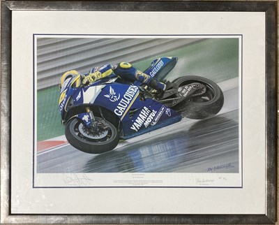 Lot 188 - MOTOGP VALENTINO ROSSI - RAY GOLDSBROUGH 'CHINESE BREAKAWAY' SIGNED PRINT