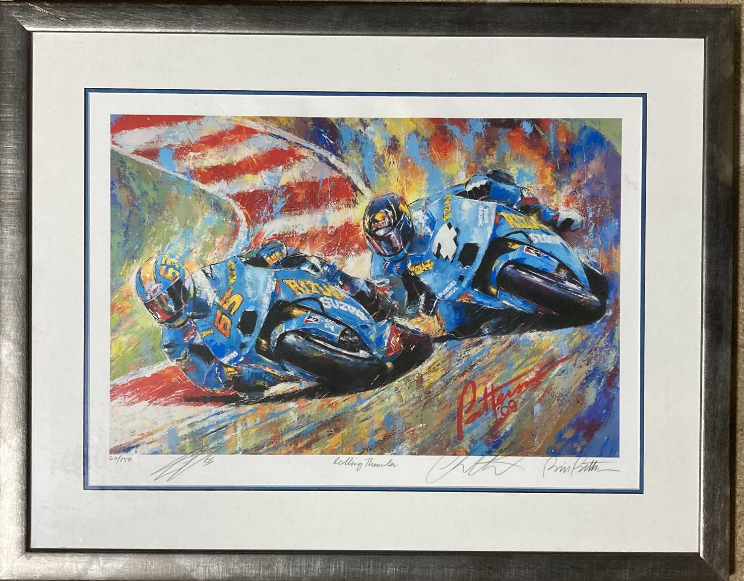 Lot 193 - MOTOGP CAPIROSSI VERMEULEN BILL PATTERSON SIGNED PRINT