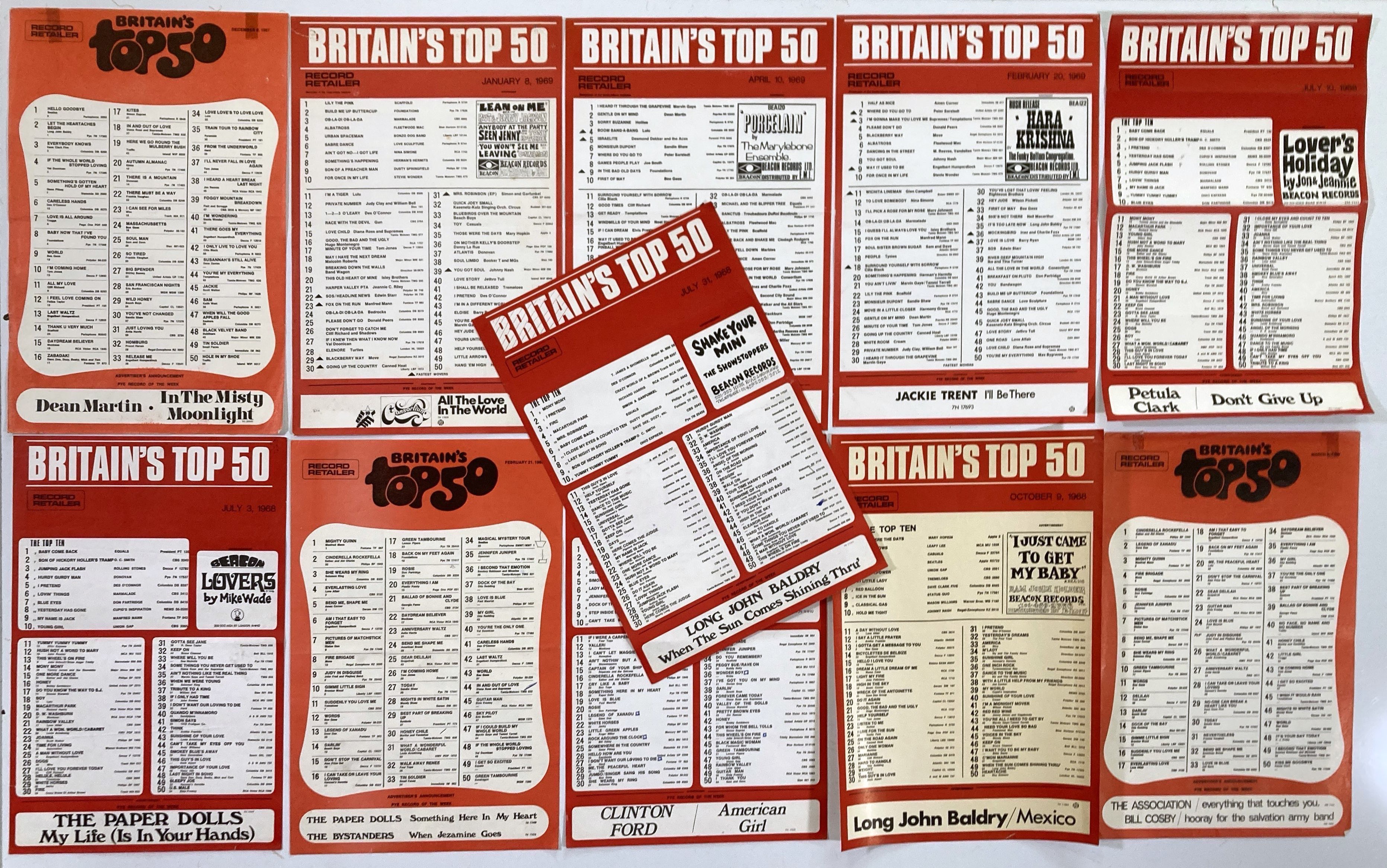 Lot 48 - ORIGINAL 1960s RECORD CHART POSTERS INC