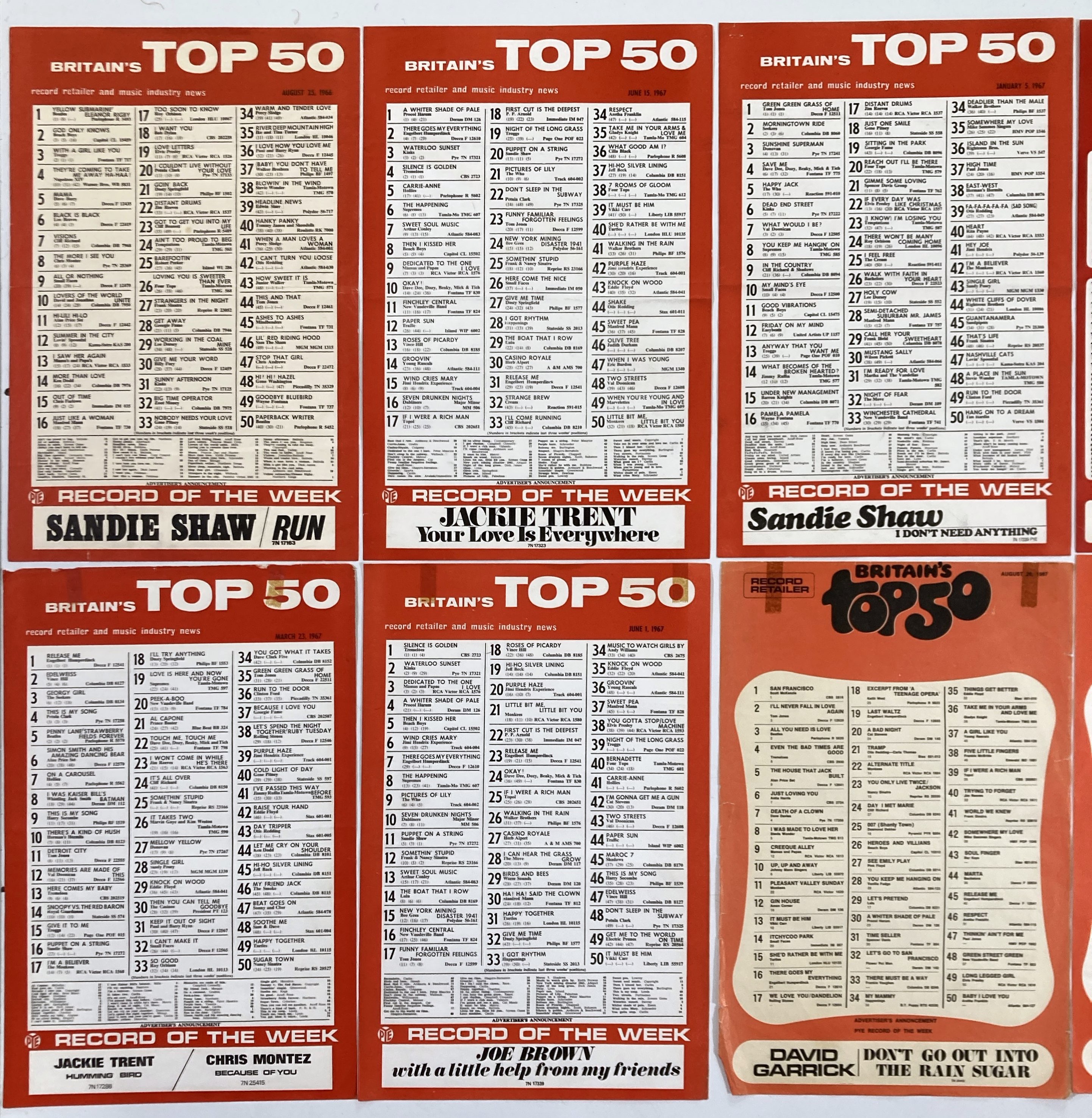 Lot 49 - ORIGINAL 1960s RECORD CHART POSTERS INC