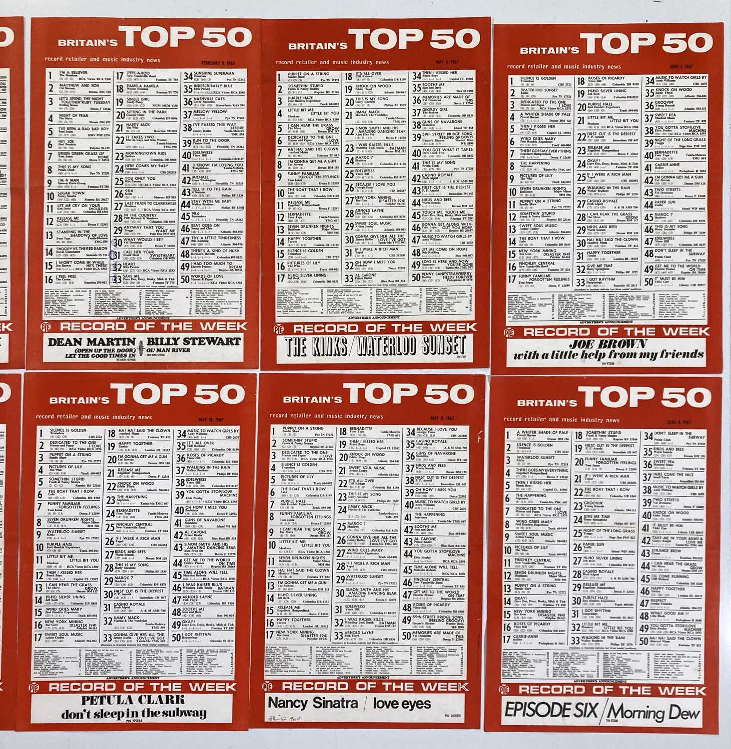 Lot 50 - ORIGINAL 1960s RECORD CHART POSTERS INC
