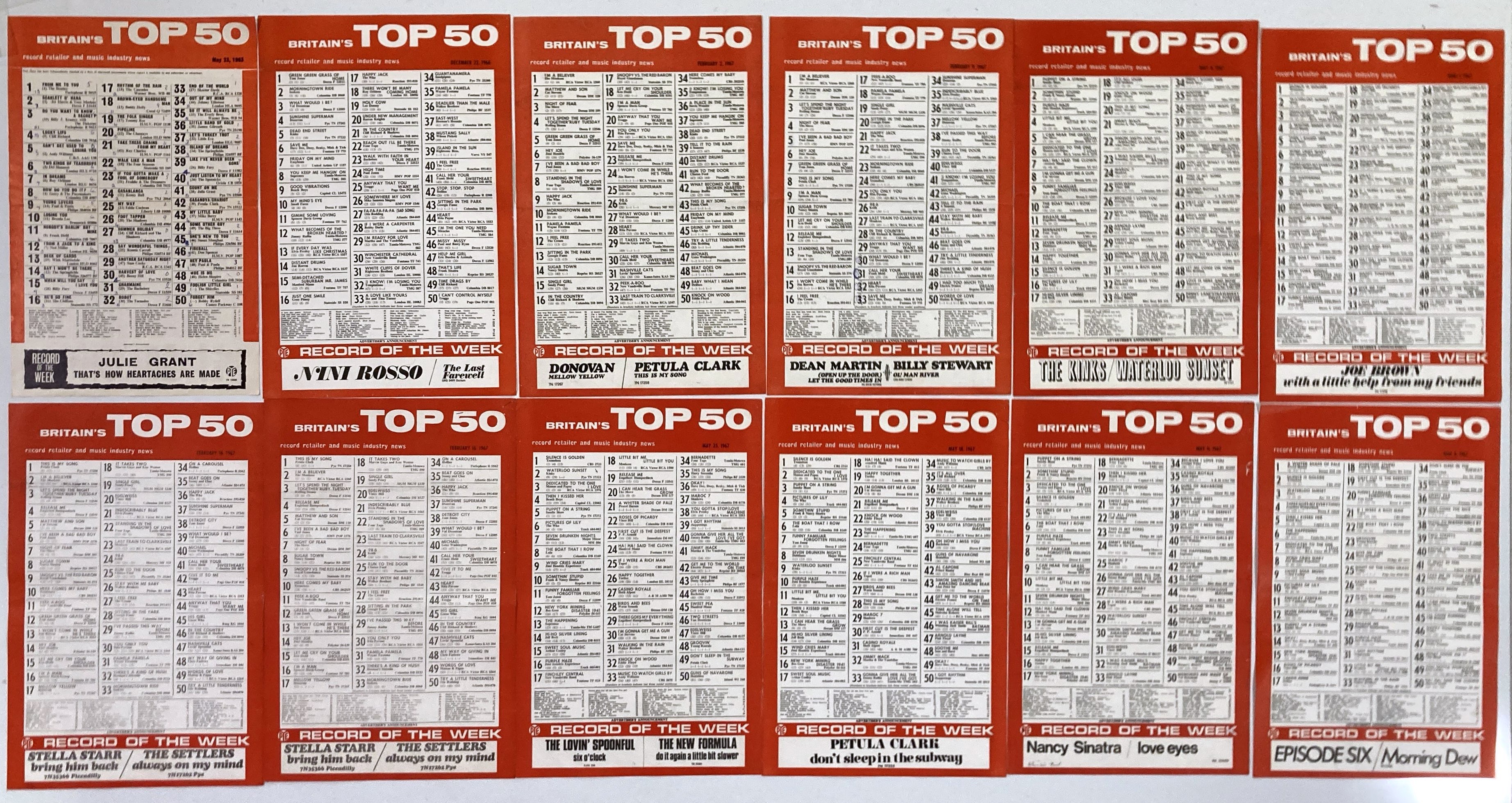 Lot 50 - ORIGINAL 1960s RECORD CHART POSTERS INC