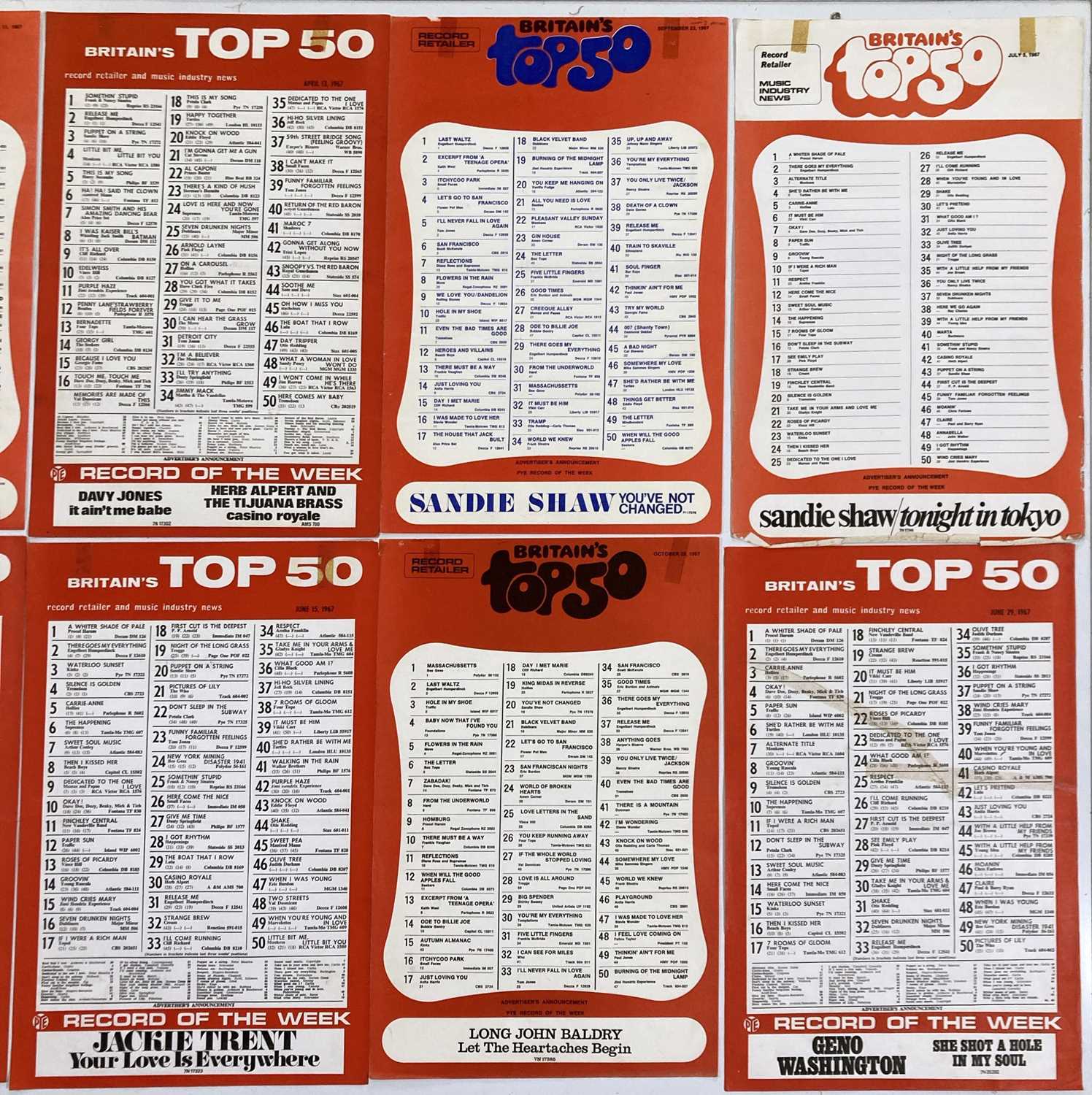 Lot 51 - ORIGINAL 1960s RECORD CHART POSTERS INC