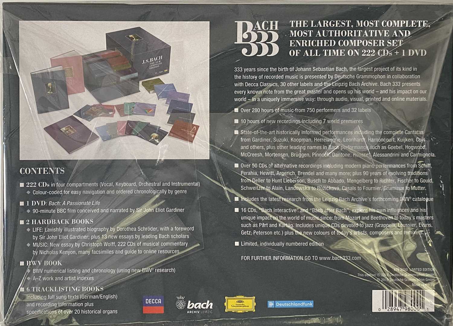 Bach Box Set Lot 109 - JOHANN SEBASTIAN BACH - BACH 333 - THE NEW