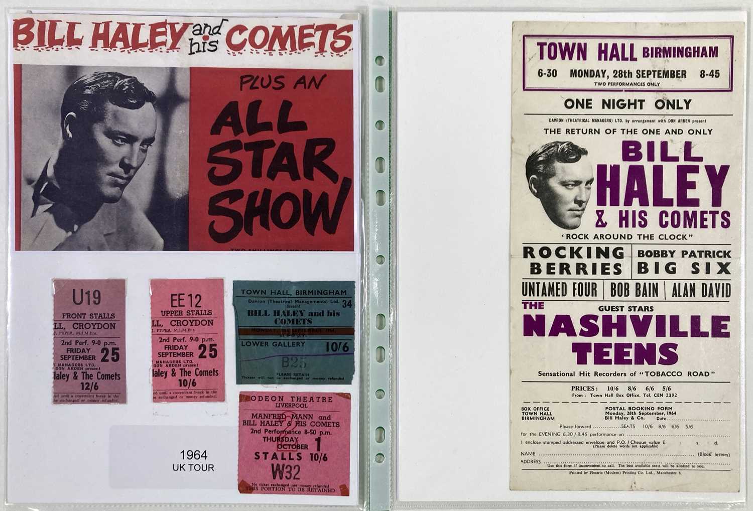 Lot 312 - BILL HALEY - CONCERT MEMORABILIA AND SIGNED ITEM.