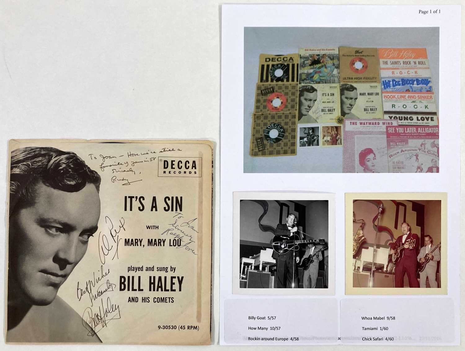 Lot 334 - BILL HALEY - SIGNED EP.