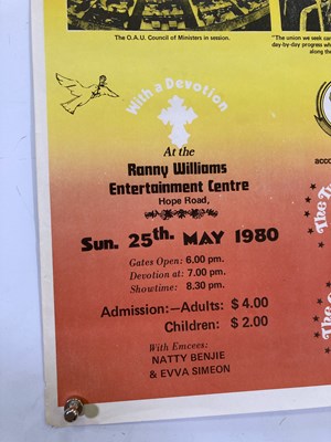 Lot 486 - REGGAE - ORIGINAL 1980 CONCERT POSTER - JUDY MOWATT AND MORE