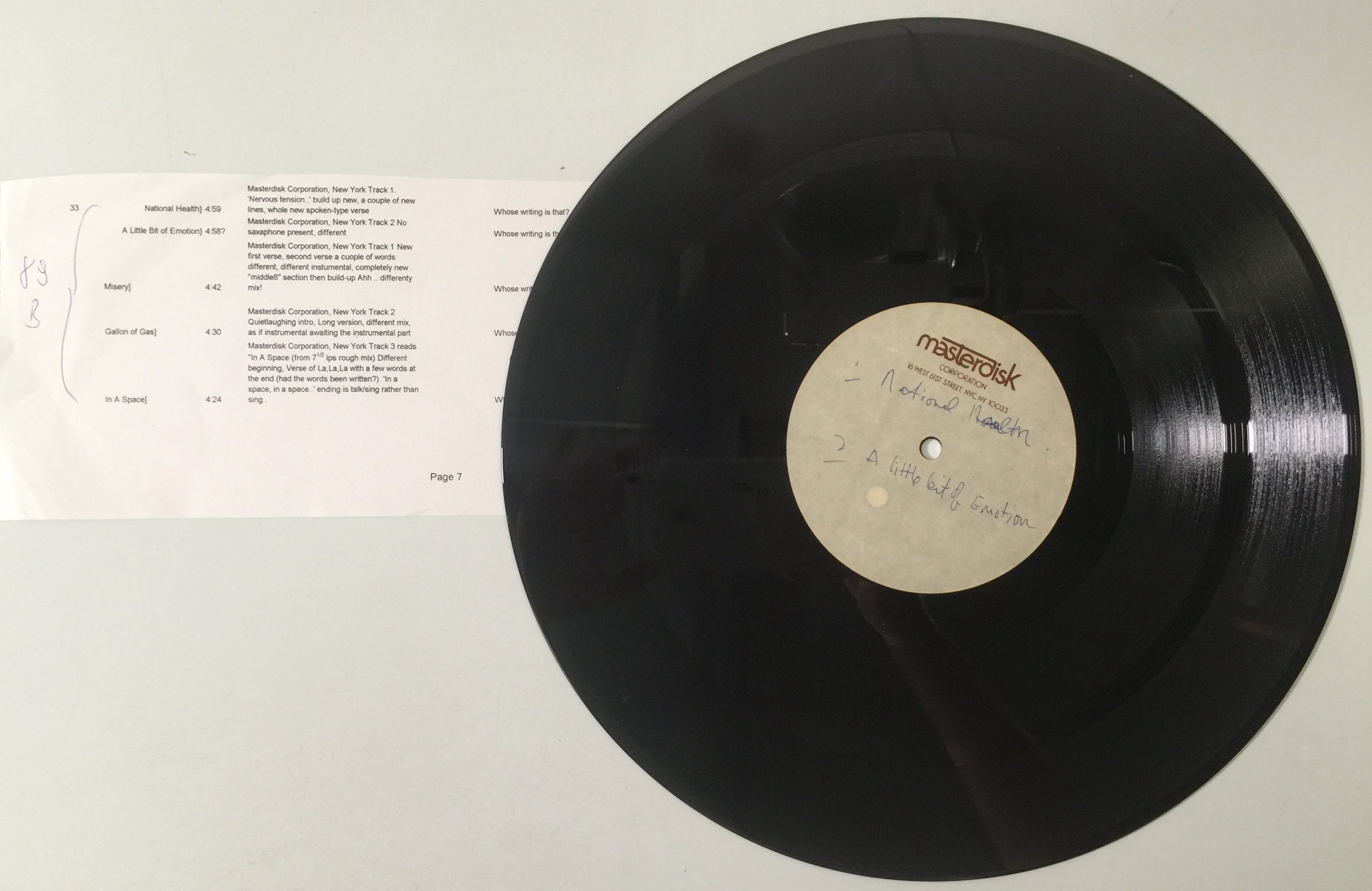 Lot 606 THE KINKS LOW BUDGET ORIGINAL MASTERDISK