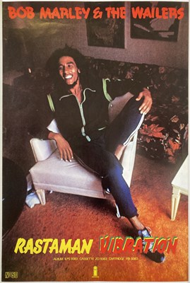 Lot 498 - BOB MARLEY - RASTAMAN VIBRATION ISLAND RECORDS POSTER.