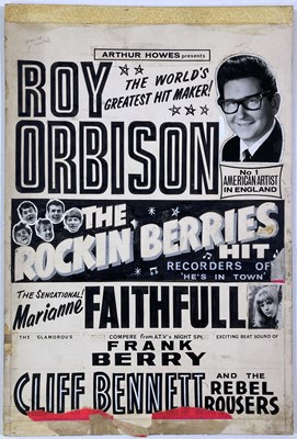 Lot 198 - ROY ORBISON, MARIANNE FAITHFULL - 1965 CONCERT POSTER AND DESIGN BOARD.