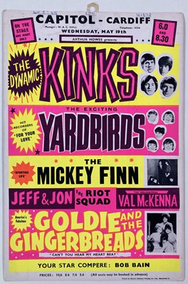 Lot 199 - KINKS / YARDBIRDS ORIGINAL 1965 CONCERT POSTER.