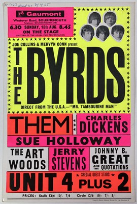 Lot 200 - THE BYRDS  / ART WOODS / THEM ORIGINAL 1965 CONCERT POSTER.
