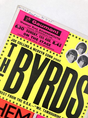 Lot 200 - THE BYRDS  / ART WOODS / THEM ORIGINAL 1965 CONCERT POSTER.