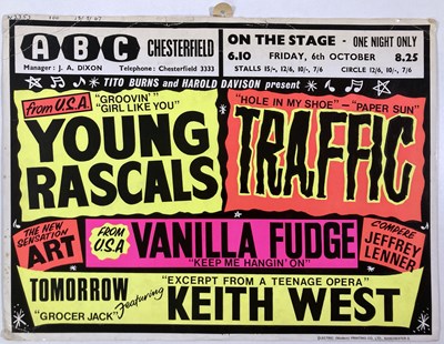 Lot 202 - YOUNG RASCALS / TRAFFIC / VANILLA FUDGE ORIGINAL 1967 CONCERT POSTER.